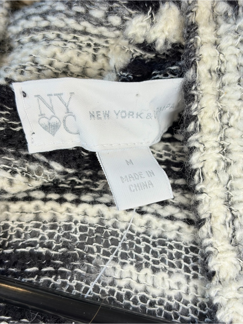 NWT New York & Company Waterfall Open Front Cardigan Black White M - Picture 5 of 7
